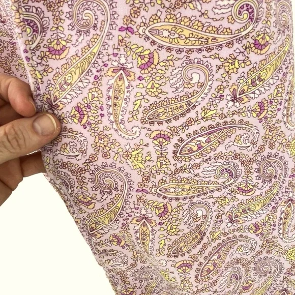 J. Crew 100% Silk Pull-on Pant in Beach Paisley Pink Yellow Blush White Sz 14 - Picture 5 of 10
